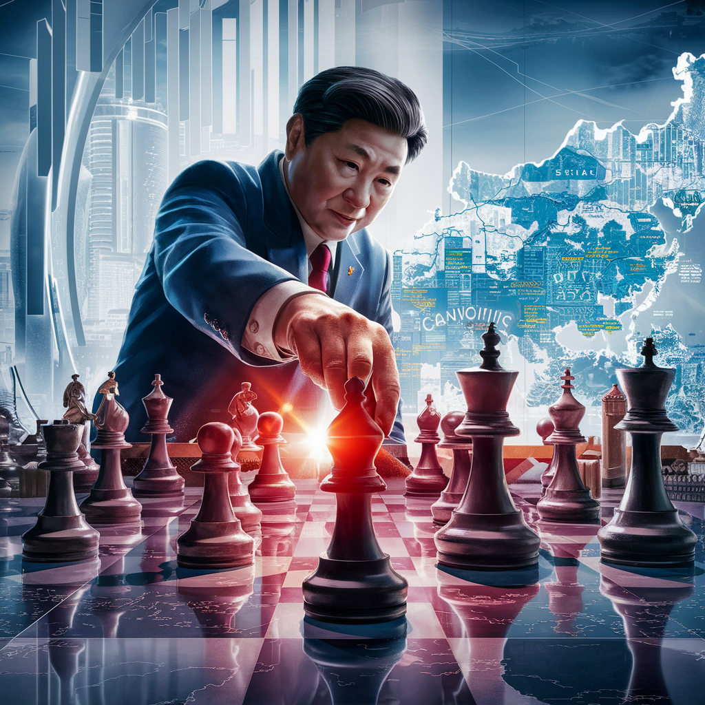 President Xi playing on chess board